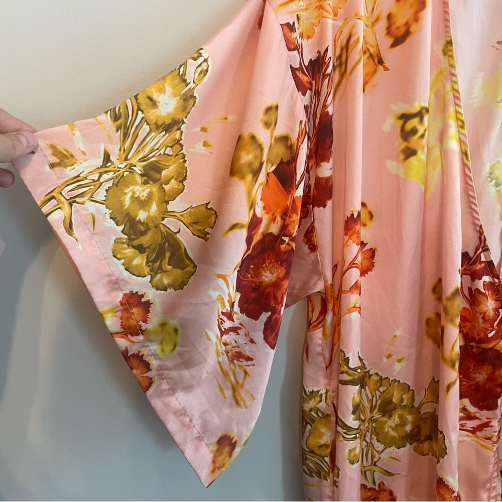 TOPSHOP Kimono Midi Wrap Dress in Floral Print Multi - Size 6 - Picture 7 of 9